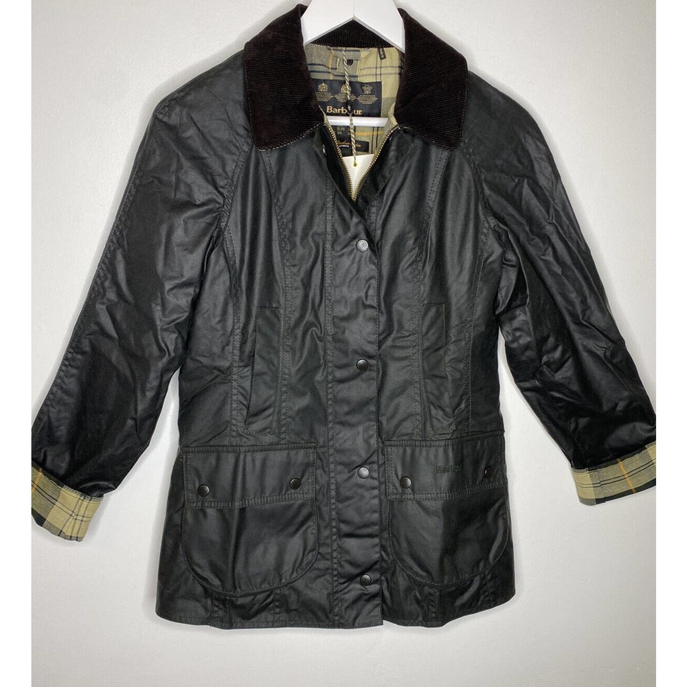 Barbour Women's Classic Beadnell Waxed Cotton Jacket, Olive, US Size 2
